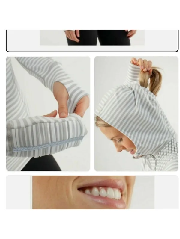 Lululemon Run: Back On Track Pullover – Size 10 – Silver Spoon Stripe - Image 7