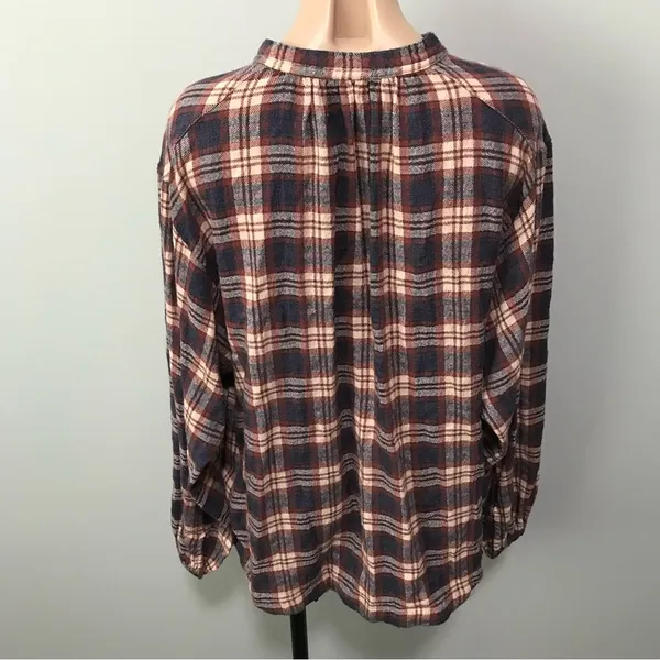 Free People Northern Bound Plaid Popover Button Up Top Small Fall - Image 7