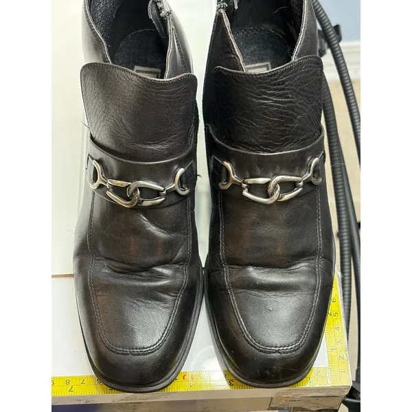 Vintage Baťa Marie Claire Black Leather Bit Ankle Booties Women's 39‎ - Image 15