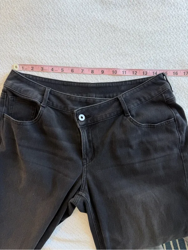Halara Flex Jeans Washed Denim Wide Leg Medium Petite Cool Gray Denim - Image 6