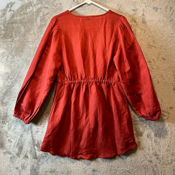 Saint Helena Cleo Mini Dress Linen Blend Size Small Rust Orange New‎ - Image 7