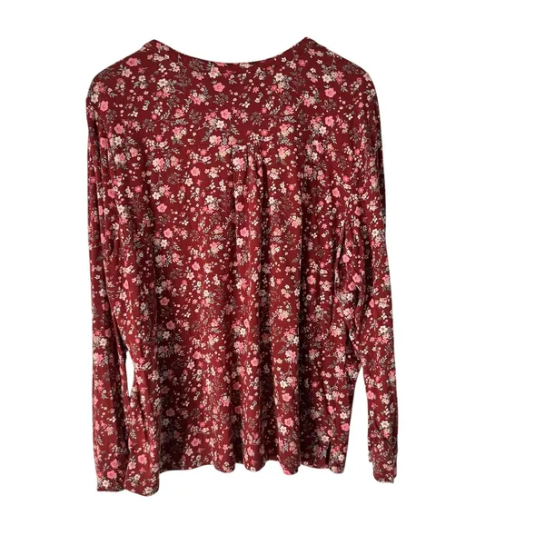 Style & Co. Women's 3X Floral Knit‎ Top Long Sleeve Scarlet Red Blouse - Image 9