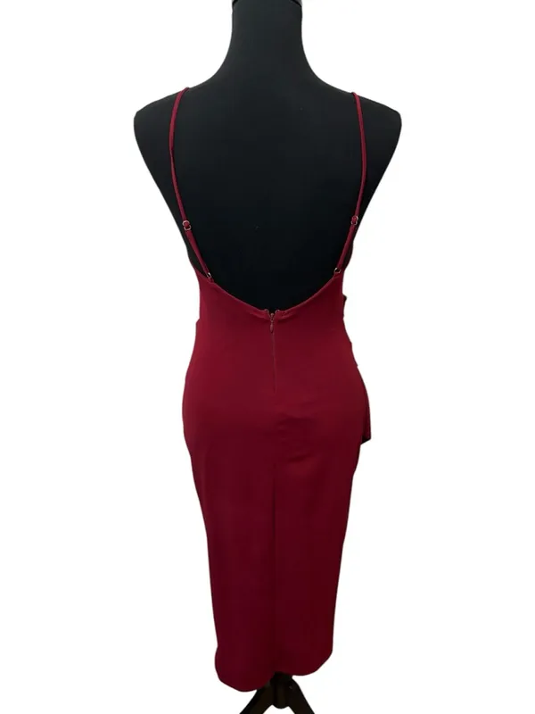 Lulu's Burgundy Midi Pencil Skirt with Front Slit - Image 6