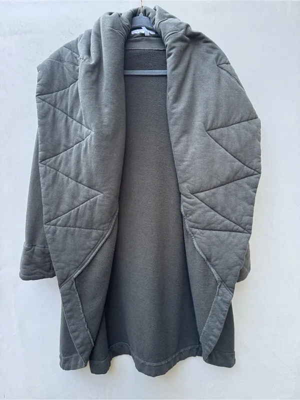 Young Fabulous & Broke Sandrine Quilted Cocoon Cardigan Coat M/L Olive Green - Image 2