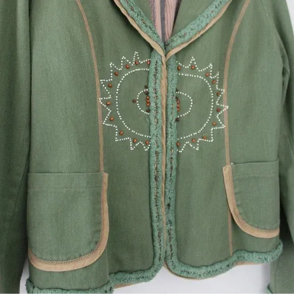 Misomiso Vintage Y2K Linen Bead Embroidered Jacket - Image 7