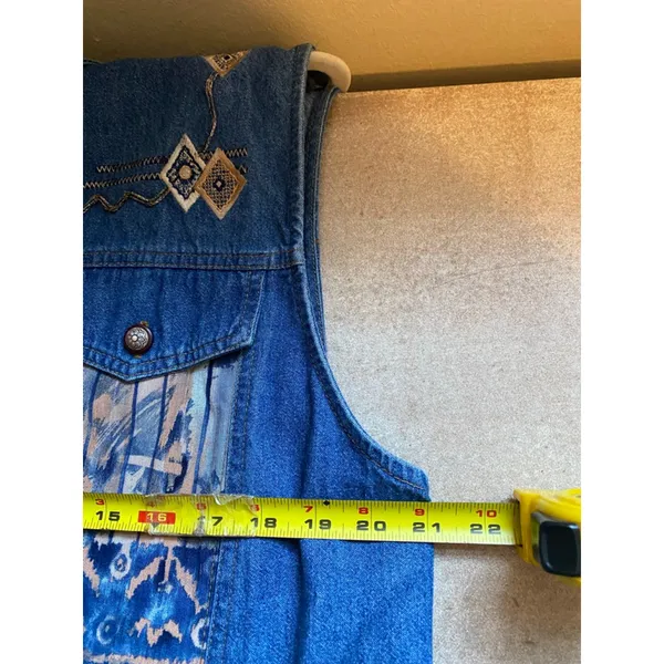Saint Germain Embroidered Denim Vest Boho Western Artisan Vintage Ranch Festival - Image 8