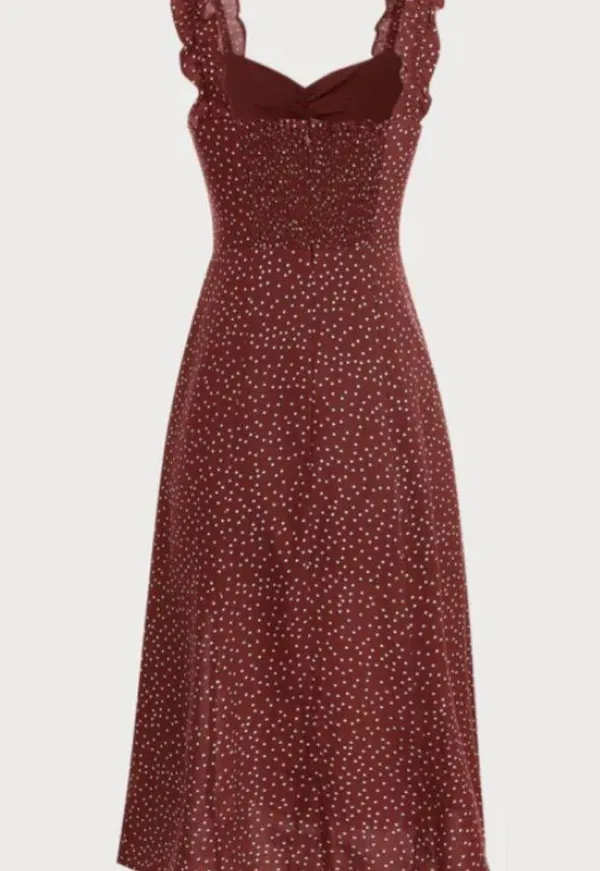 RIHOAS The Red Frill Trim Side Split Midi Dress 3 - Image 2