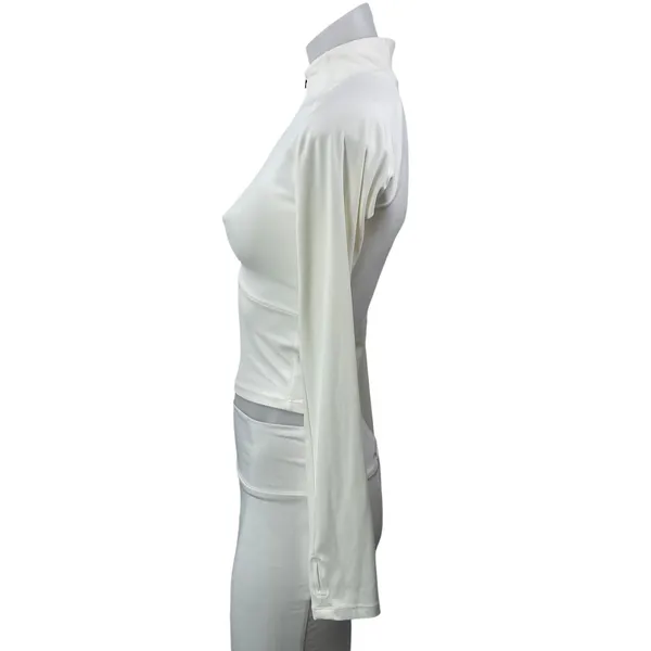 Varley Women's White Mock Neck Long Sleeve 1/2 Zip Athletic Crop Top Size S - Image 3