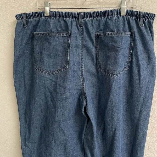 No‎ Boundaries Mini Waistband Wide Leg Pants Women's XXL /20 Drawstring Med Wash - Image 6