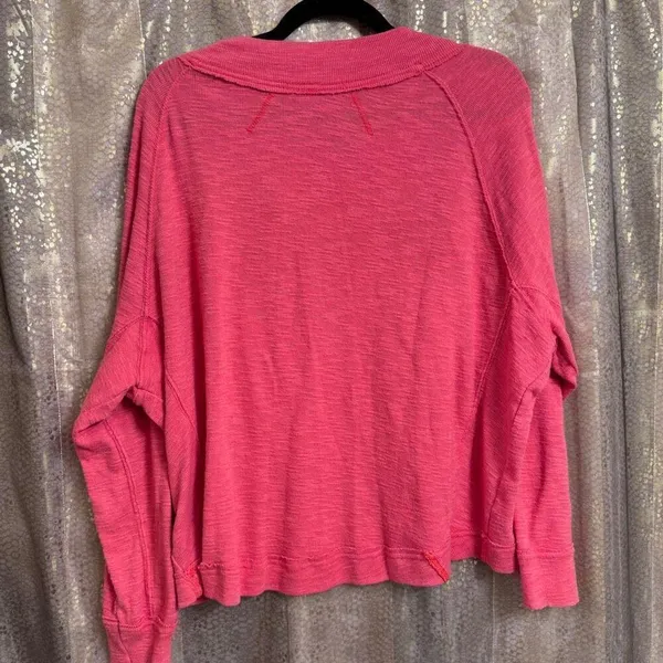We the Free People Don't Forget Me Size Medium Coral Side Button Top Sweater - Image 2
