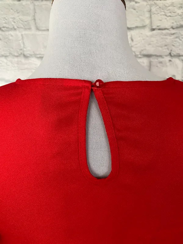 Women S red butterfly short sleeve boatneck blouse New without tags - Image 8