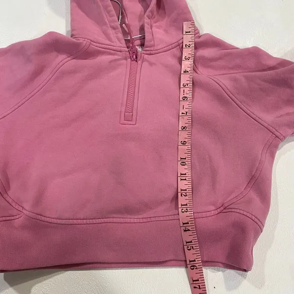 Athleta Girl Cropped Hoodie L 12 Pink Quarter Zip Sweatshirt - Image 5