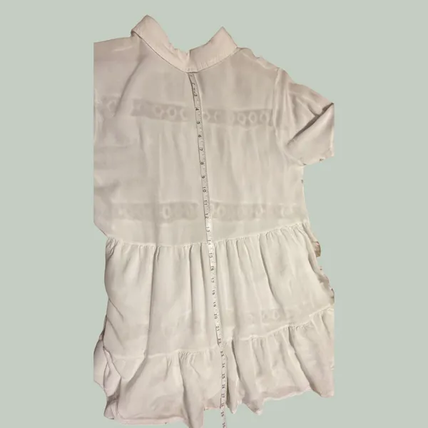 Boho White Tiered Button‎ Down Tunic Crochet Lace Bell Sleeve Top - Image 8