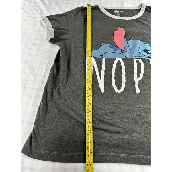 Disney Lilo & Stitch "NOPE" T-Shirt Women's XXL Gray Ringer Tee Sleep Top - Image 2