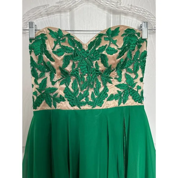Sherri Hill Emerald green beaded flower, sweetheart, homecoming dress medium - Image 7