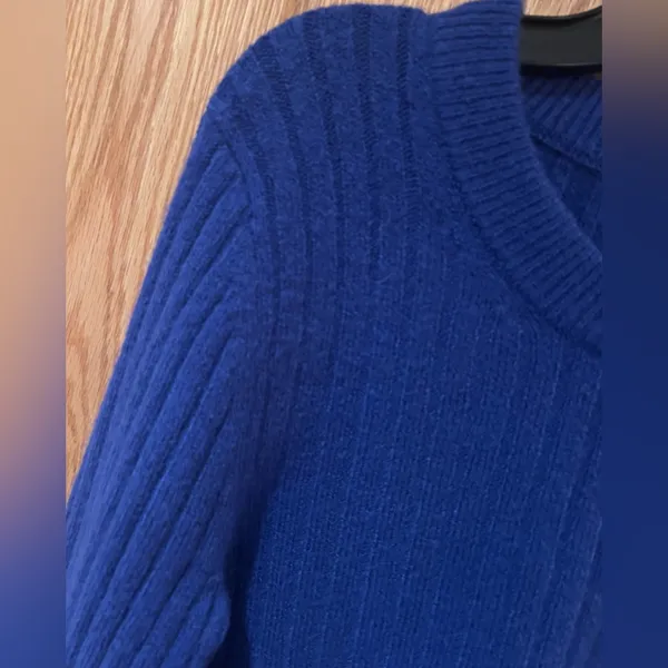 Madewell Readfield Pullover Wool Cropped Sweater in Voyage Cobalt Blue Sz Medium - Image 10