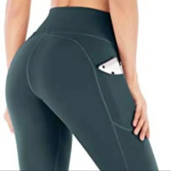 IUGA Yoga Green Butt Lift Leggings XSMALL High Waist Pockets - Image 6