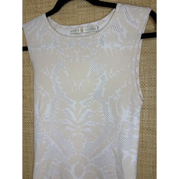 Marie‎ Oliver Melba Tank Opal Damask Jacquard Pointelle Knit Top M - Image 3