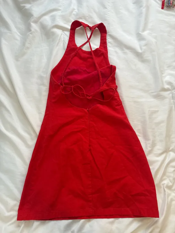 REVOLVE Red Halter Mini Dress with Tie-Back - Image 2