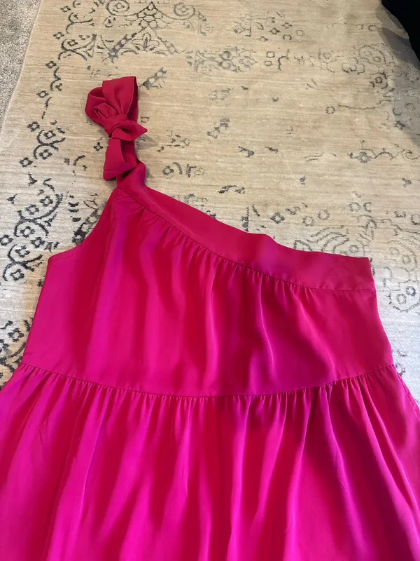 One Shouldered Hot Pink Dress Size L - Image 2