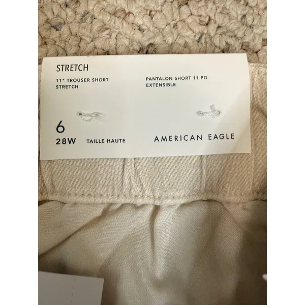 American Eagle Womens 11 Trouser Short High Rise Stretch Tan Cream 6 28W NEW - Image 7