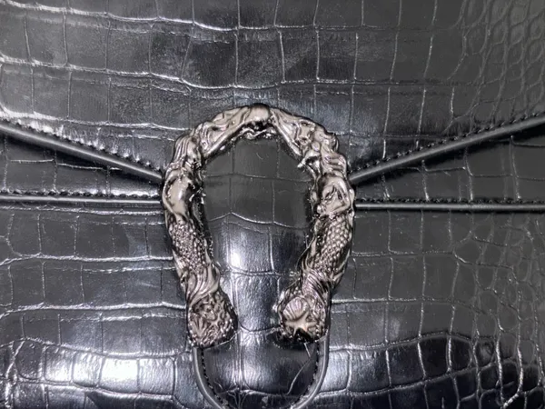 Crocodile Style Crossbody Black Bag - Image 4
