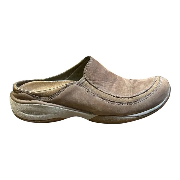 Merrell Primo Scoop Mules Womens 7 Brown Nubuck‎ Leather Slip On Clogs Comfort - Image 3