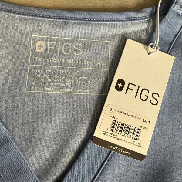 FIGS NWT Women's Catarina One-Pocket Scrub Top Heather Indigo Blue Size 2XLR - Image 4