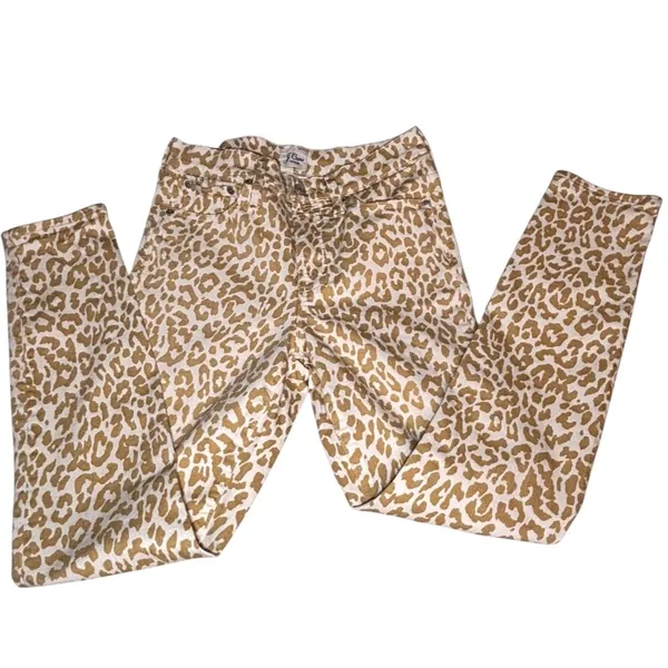 J.Crew Leopard Print Skinny Jeans Size 26 Tan Animal Print Mid Rise Stretch - Image 6