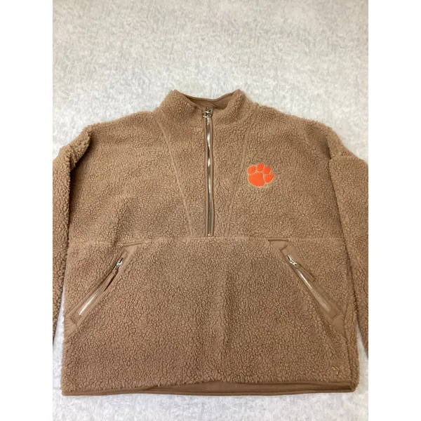 Colosseum Clemson Tigers Womens XL Sherpa Fleece 1/2 Zip Jacket Tan DKUZ30323BR - Image 2