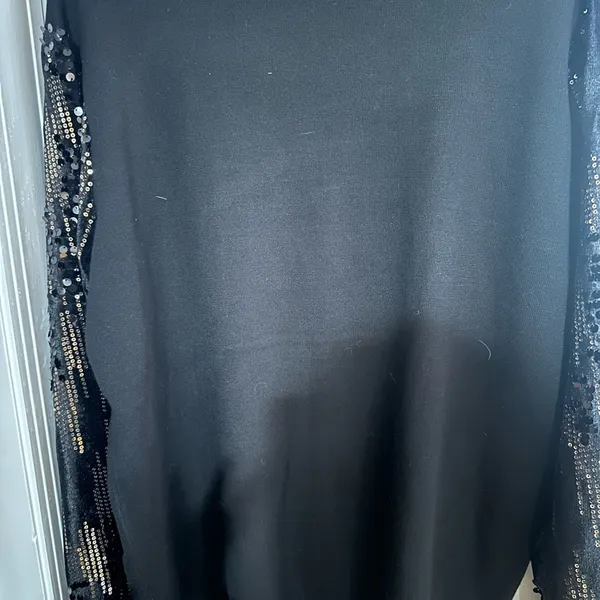 Indigo rose black sweater with velvet sequin sleeves 1X - Image 4