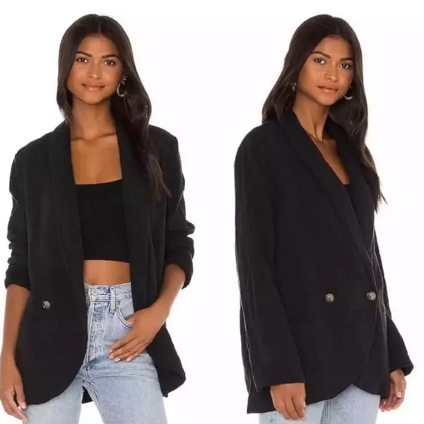 Free people Rowan blazer jacket in black - Image 4