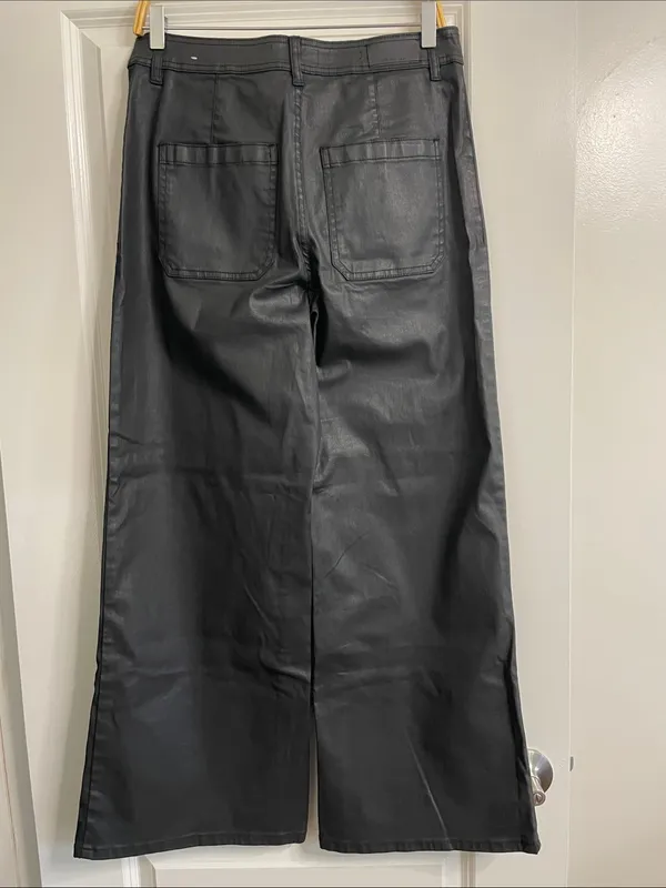 Mango Coated Jeans Culotte High Waist Catherine Ankle Black Wide Leg Size 10 NWT - Image 9