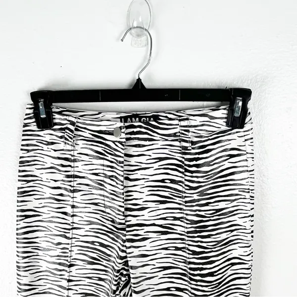 I.AM.GIA Black White Zebra Animal Print Faux Vegan Leather Pants Small Boho - Image 8