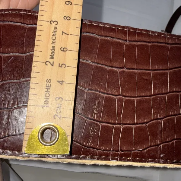 Vintage Brighton Style Y2K Handbag Brown‎ Leather Hearts Trim Plaid Straw Purse - Image 9