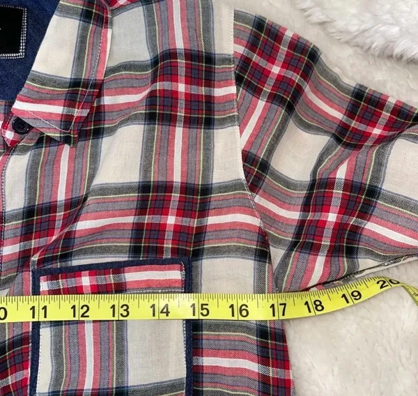 Rails Flannel Button Down Shirt Cream & Red Plaid - Image 11