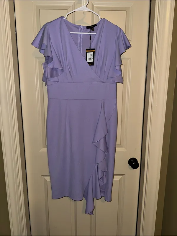 Lilac Ruffle Wrap-Front Midi Dress - Women - Image 4