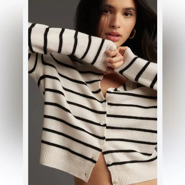 Reformation Black and White Striped Sweater cashmere size‎ xs - Image 2