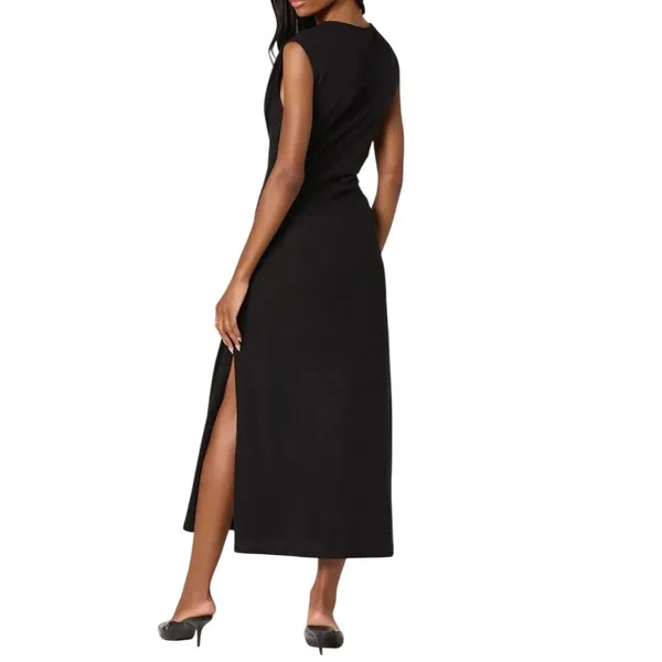 ASTR The Label NWT -747 Drape Sleeveless Midi Dress‎ Black Ruched Womens Large - Image 2