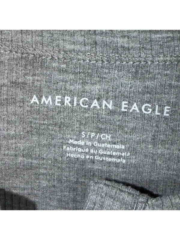 American Eagle Small Gray Ribbed Henley Bodysuit Long Sleeve - Image 5