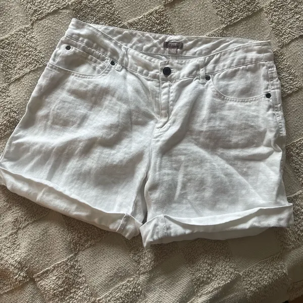 J. Jill Women's White Linen Shorts Cuffed Relaxed Beach Summer Coastal 8 - Image 10