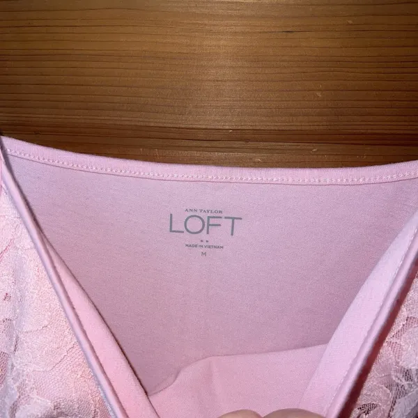 Y2K Ann Taylor LOFT Cami Tank Top M Floral Mesh Lace Pink Fairy Grunge Camisole - Image 2