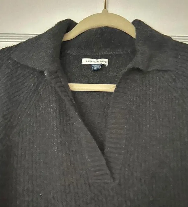 American Eagle X-Small Dark Gray Oversized Sweater - Image 3