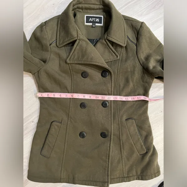 NWOT Apt. 9 Dark Green militar Double-Breasted Pea‎ Coat - Image 5