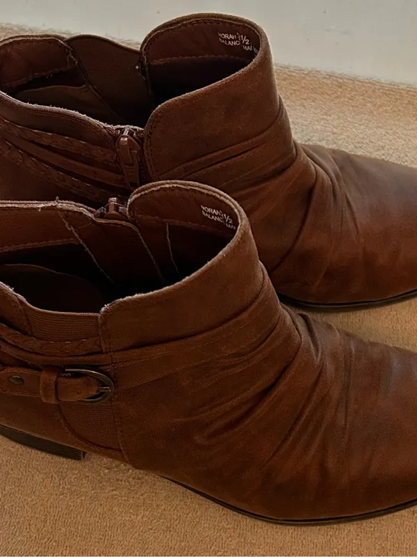 NOR Brown Suede Ankle Booties with Side Buckle Size 9.5 - Image 2