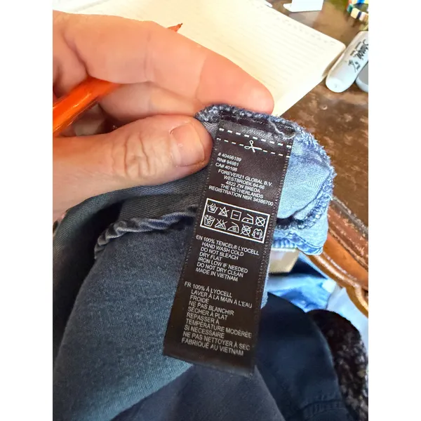 Western Snap Tencel Lyocell Front Chambray Shirt Studded Collar Small - Image 10