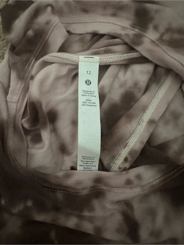 lululemon athletica Brown and Cream Tie-Dye Racerback Crop Tank - Image 3