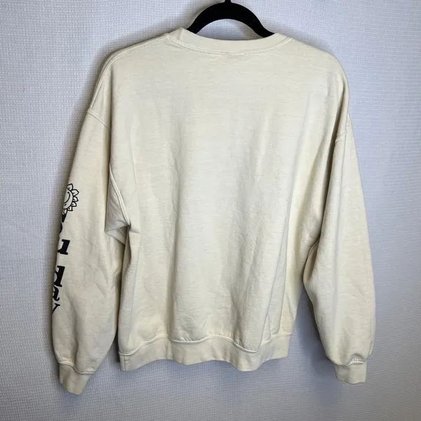 BDG Urban Outfitters Sunday Club Smiley Sun Graphic Sweatshirt Cream Women Small - Image 3