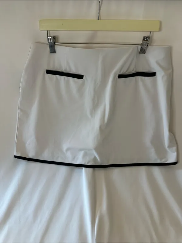 Original Penguin Munsingwear Golf Tennis Skort Pockets White/ Black Striped L - Image 3