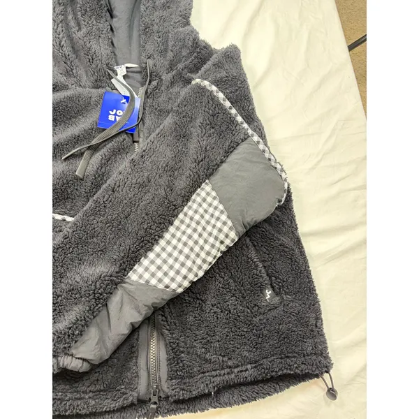 NWT Joylab full zip hi pile fleece bomber hoodie. Size XS. buffalo check accents - Image 3